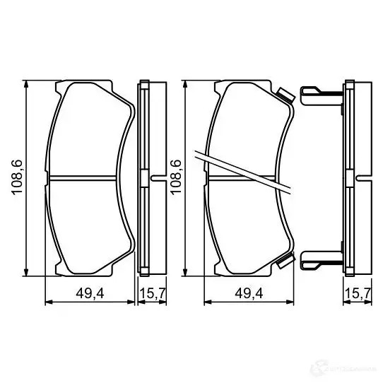 Тормозные колодки, комплект BOSCH 0986494234 BP1169 2 3795 342222