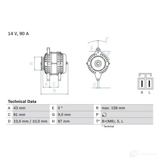 Генератор BOSCH 80 43 333278 IFVQLYL 0986080430