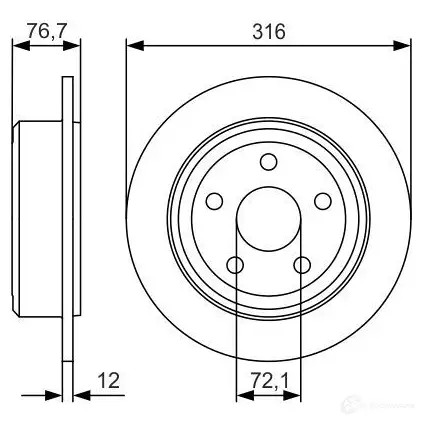 Тормозной диск BOSCH 340322 TNB16W 0986479r08 BD174 3