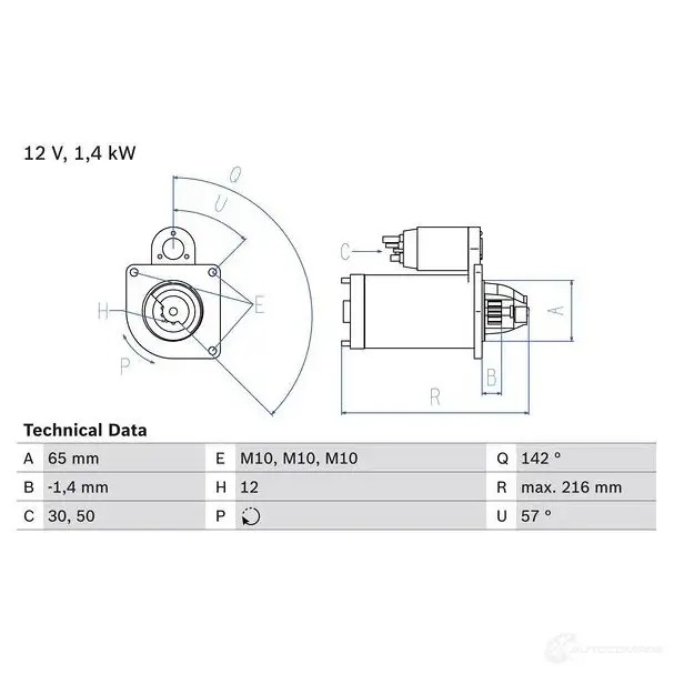 Стартер BOSCH 331703 22 91 JTKB16 0986022910