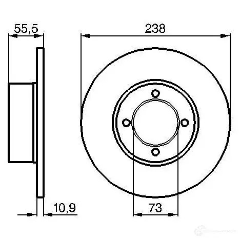 Тормозной диск BOSCH E1 90 R - 02C0100/0563 0986478079 338731 BD71