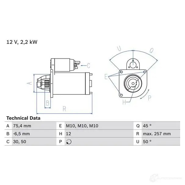 Стартер BOSCH HYK4WHU 105 9 330882 0986010590