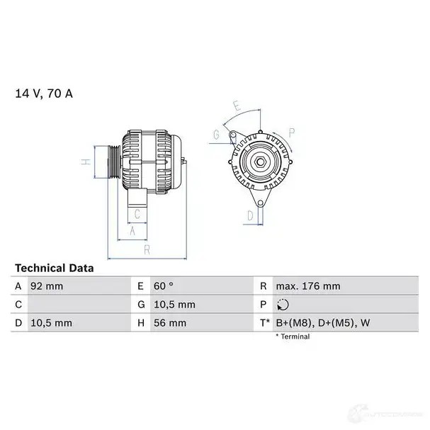 Генератор BOSCH 36 82 332298 0986036820 SR0041545902