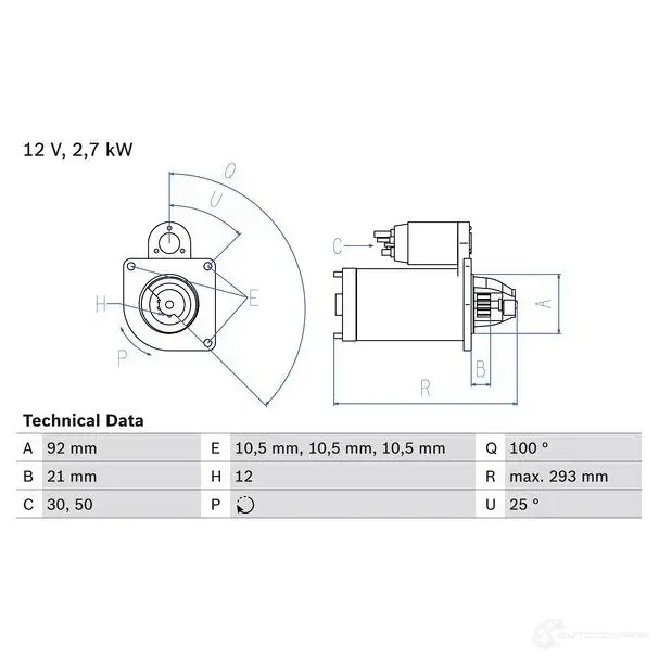 Стартер BOSCH 109 5 330905 73S778 0986010950