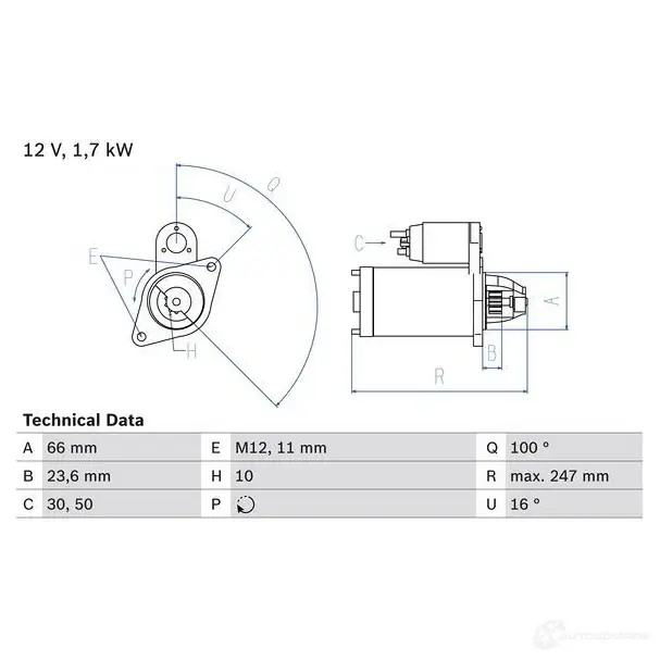 Стартер BOSCH OTZ0AYY 0986024030 24 03 331795