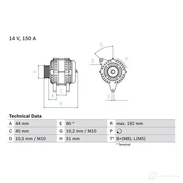 Генератор BOSCH PUZHGVP 333014 0986046511 46 51