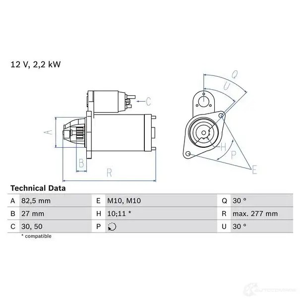 Стартер BOSCH 0986014660 1 466 331138 ESUQTE