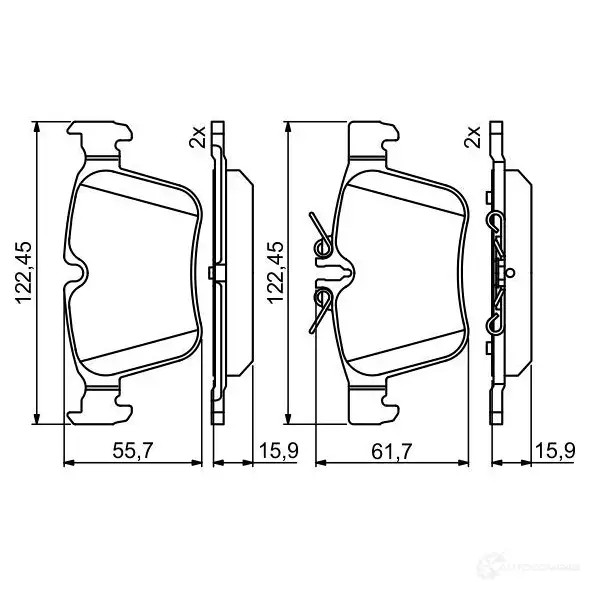 Тормозные колодки, комплект BOSCH 1193485278 0986495394 25353 25354 BP1767