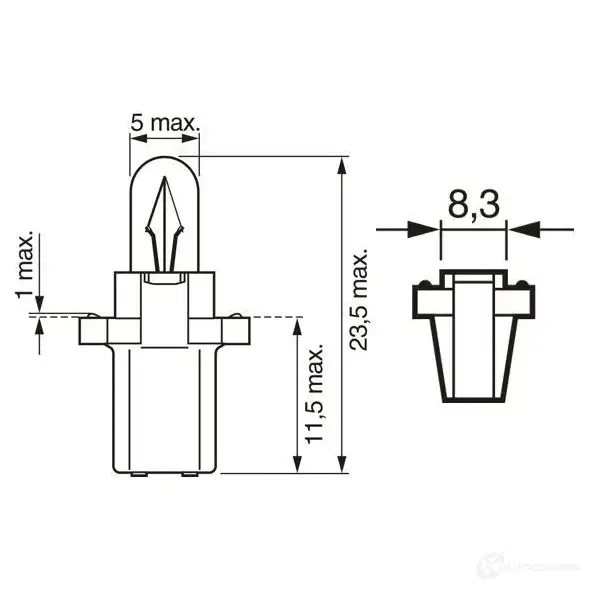 Лампа BX8.3D 1.2 Вт 12 В BOSCH 350365 L5RB M4 1987302279