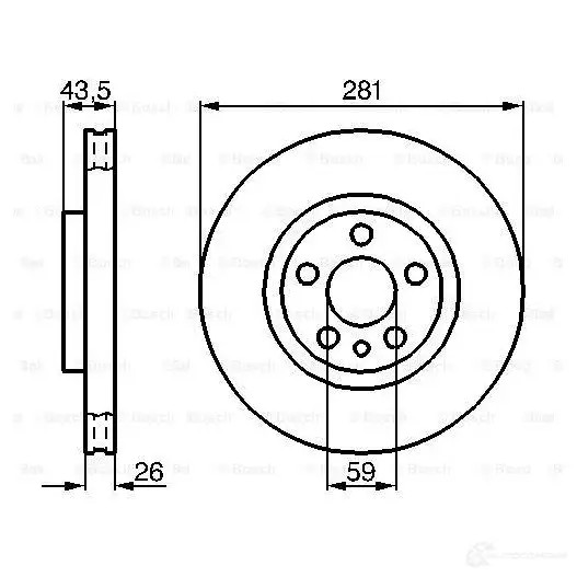 Тормозной диск BOSCH BD715 0986478812 E1 90 R - 02C0339/0403 339188