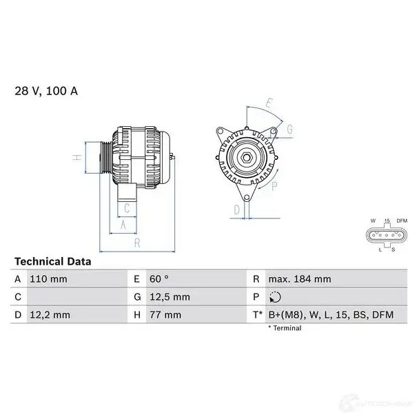 Генератор BOSCH 0986042390 42 39 332723 7QMD89