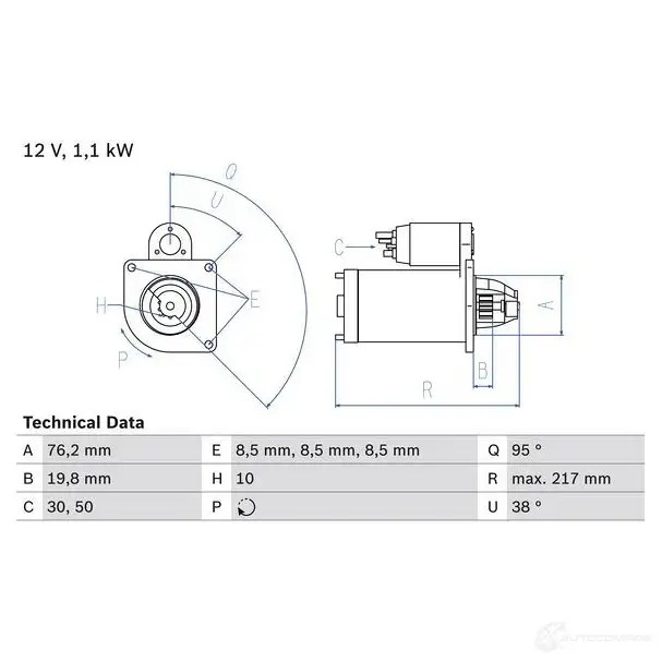 Стартер BOSCH 0986029150 291 5 331939 ZYGVA