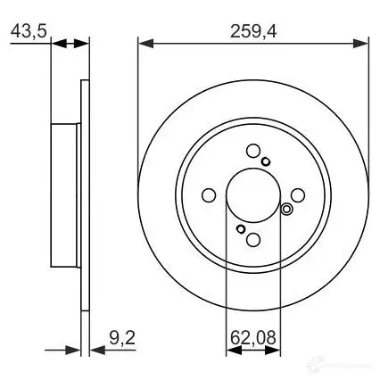 Тормозной диск BOSCH E1 90 R -02C0371/0333 0986479792 339994 BD1622