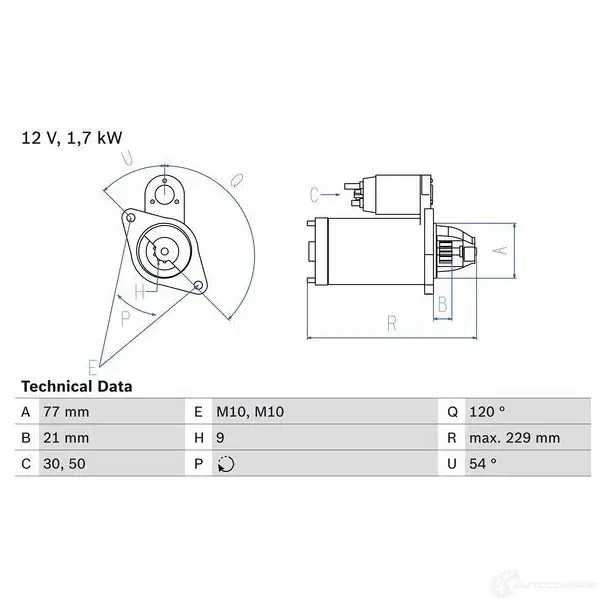 Стартер BOSCH 0986025140 25 14 331857 3CD4DW