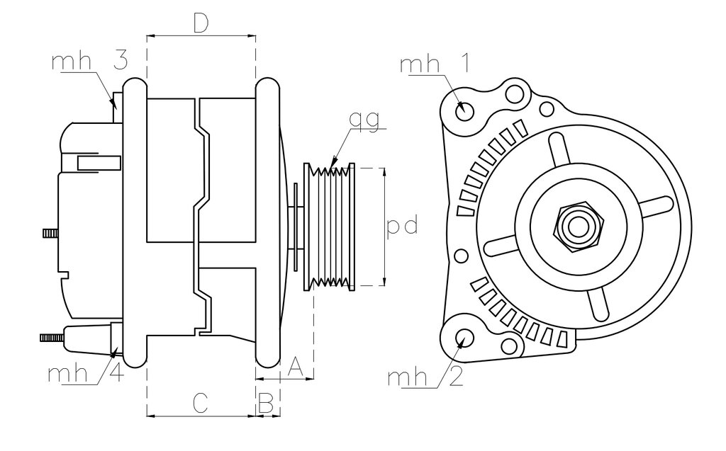 Генератор КАМАЗ, ПАЗ, КАВЗ дв.CUMMINS EQB 180, 210-20 28В 70А TESLA TECHNICS