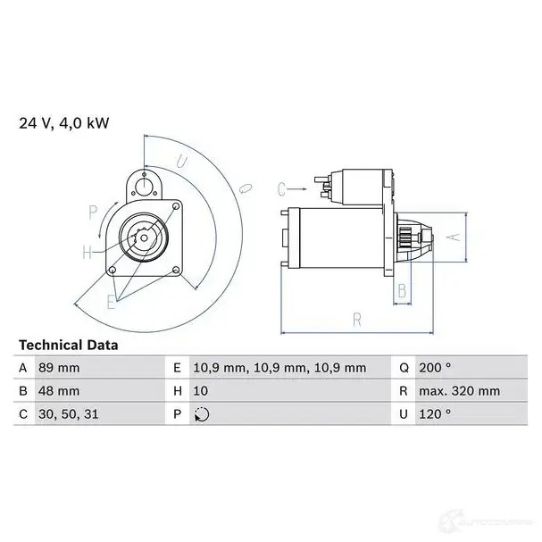 Стартер BOSCH 20 17 SS9QAQ 0986020170 331522