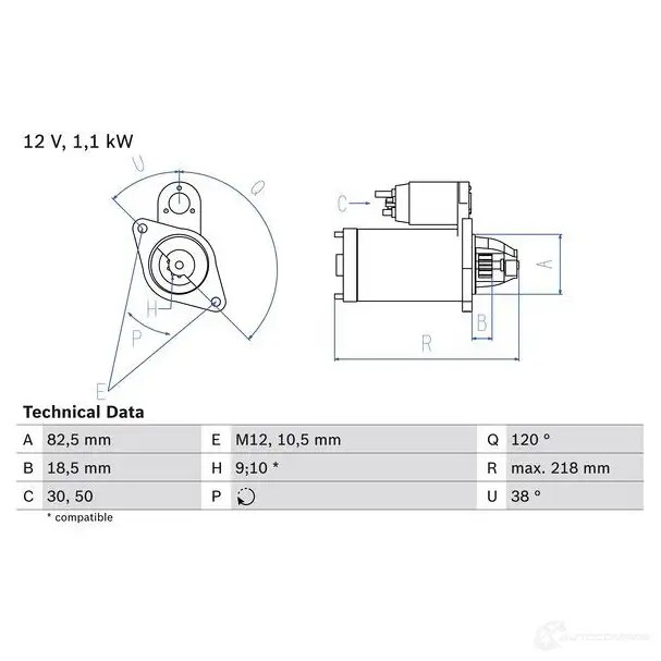 Стартер BOSCH KJ0BO 16 28 0986016280 331234