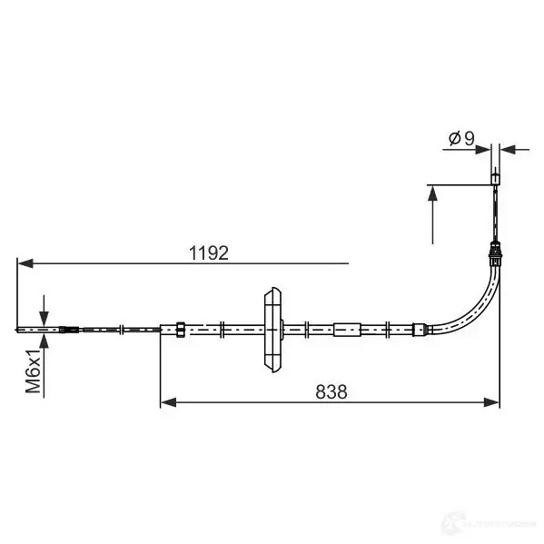 Трос ручника, стояночного тормоза BOSCH 1N4 II 1437241193 1987482868