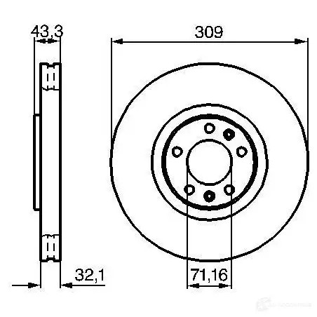 Тормозной диск BOSCH 339314 0986479027 V8J7KH BD9 15