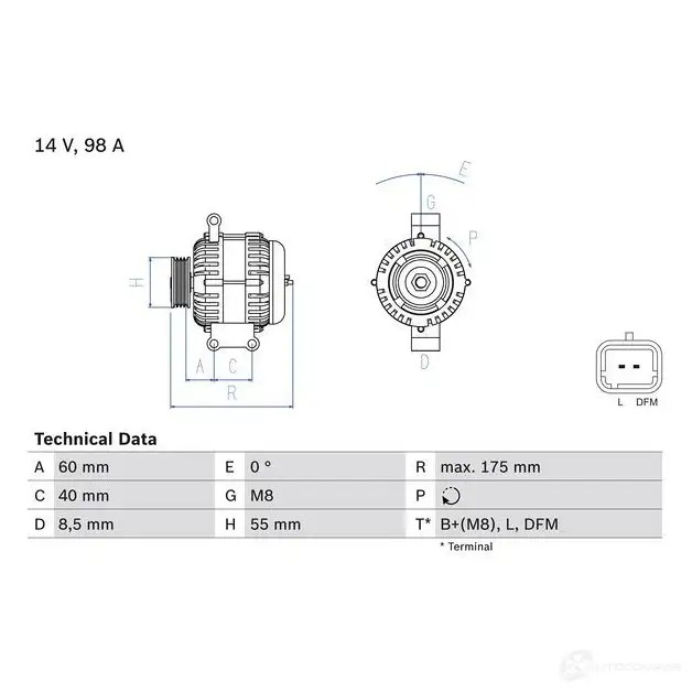 Генератор BOSCH 0986041850 4 185 332670 NVXRNM
