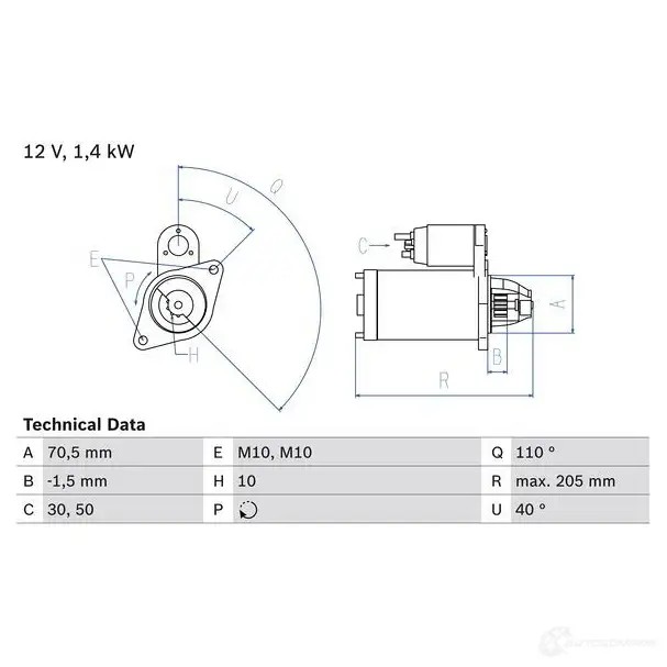 Стартер BOSCH YWHOKYJ 331915 2 596 0986025960