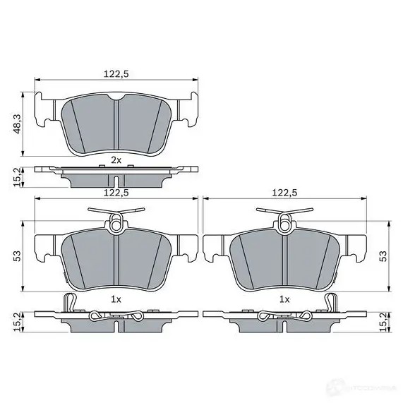 Тормозные колодки, комплект BOSCH 4JX 9Q9H 1437243568 0986424807