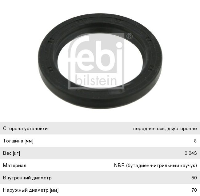 Сальник MERCEDES шкворня поворотного кулака (50x70x8) FEBI