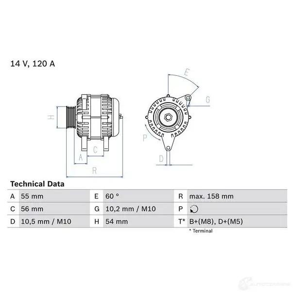 Генератор BOSCH 333040 04L5UH 473 3 0986047330