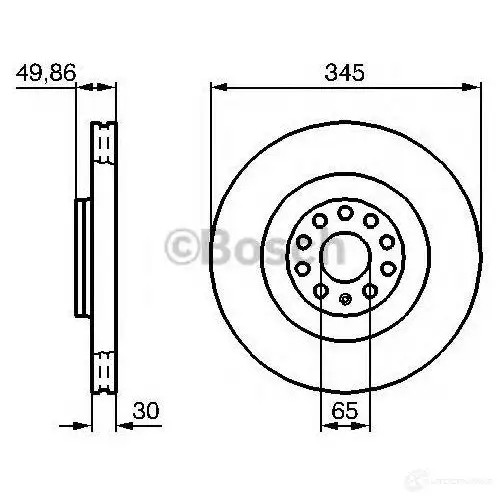 Тормозной диск BOSCH BD1071 339466 0986479204 E1 90 R -02C0348/0325