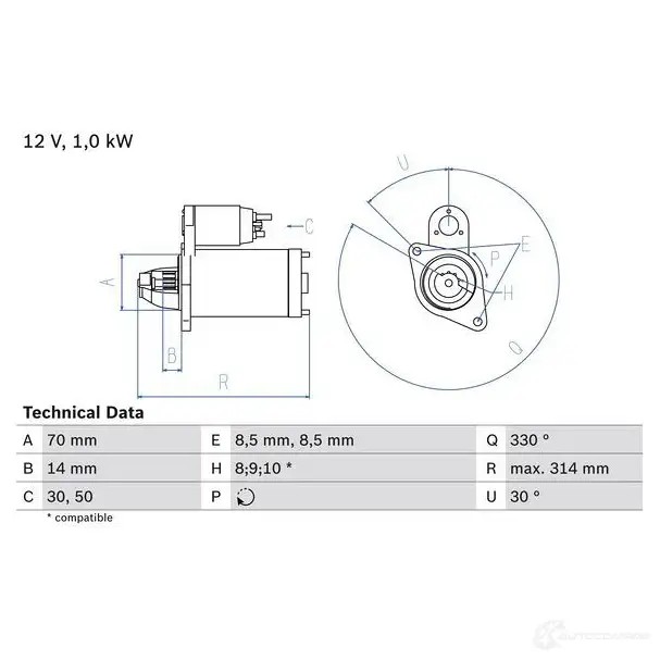 Стартер BOSCH 0986018570 185 7 331421 N526J