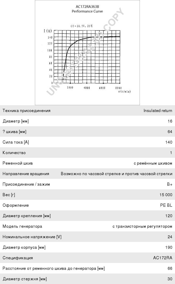 Генератор КАМАЗ, НЕФАЗ дв.CUMMINS 6ISBe245, 270 24В 155А PRESTOLITE