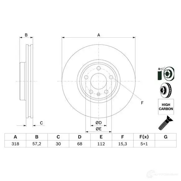Тормозной диск BOSCH 0986479e49 1 7VC2 1437241100