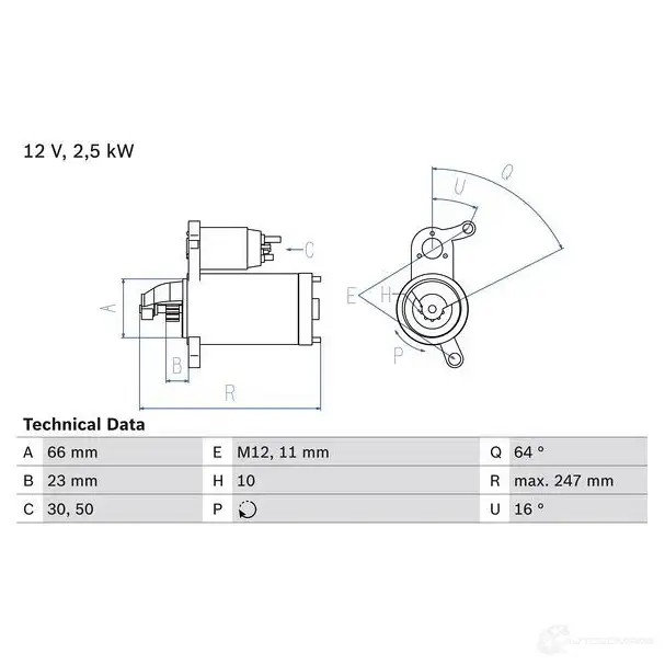 Стартер BOSCH 0986024040 331796 53F2QR4 2 404