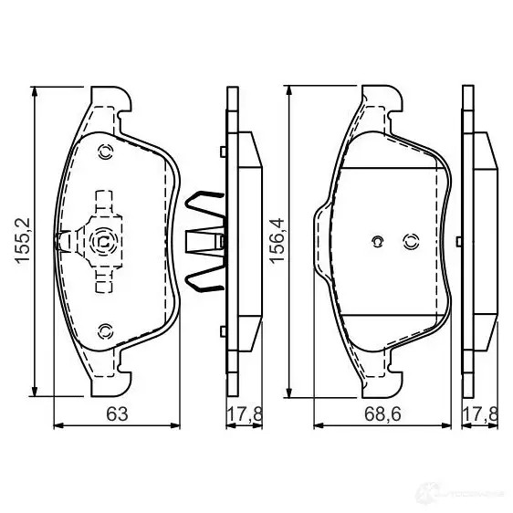 Тормозные колодки, комплект BOSCH 0986494556 24870 BP1477 342520