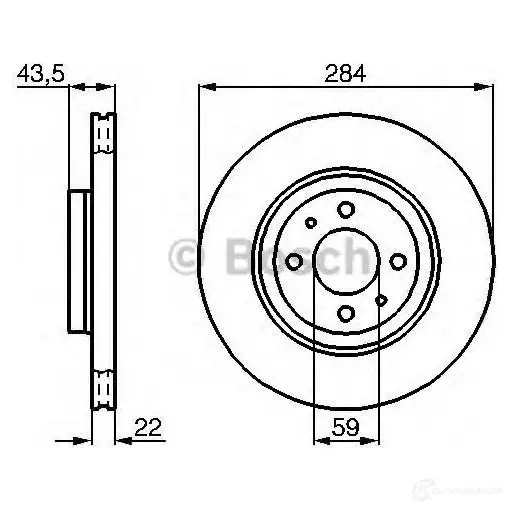 Тормозной диск BOSCH BD713 E1 90 R - 02C0339/0404 339186 0986478810