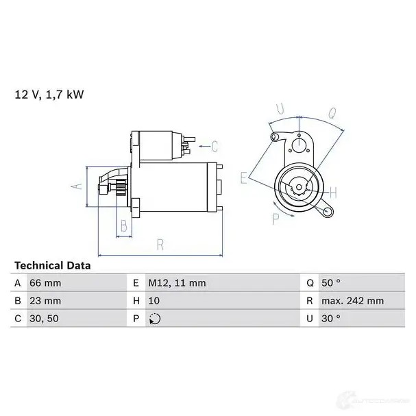 Стартер BOSCH QU304X 0986025240 25 24 331868
