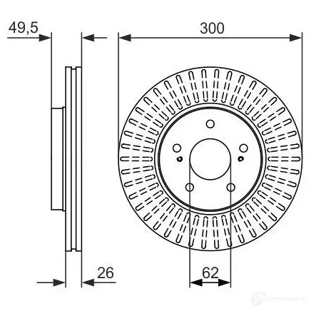 Тормозной диск BOSCH E1 90 R - 02C0289/0427 0986479787 339990 BD1617