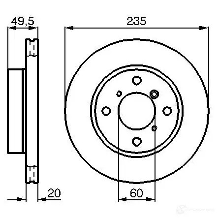 Тормозной диск BOSCH HKWRV 0986478450 338930 BD3 81