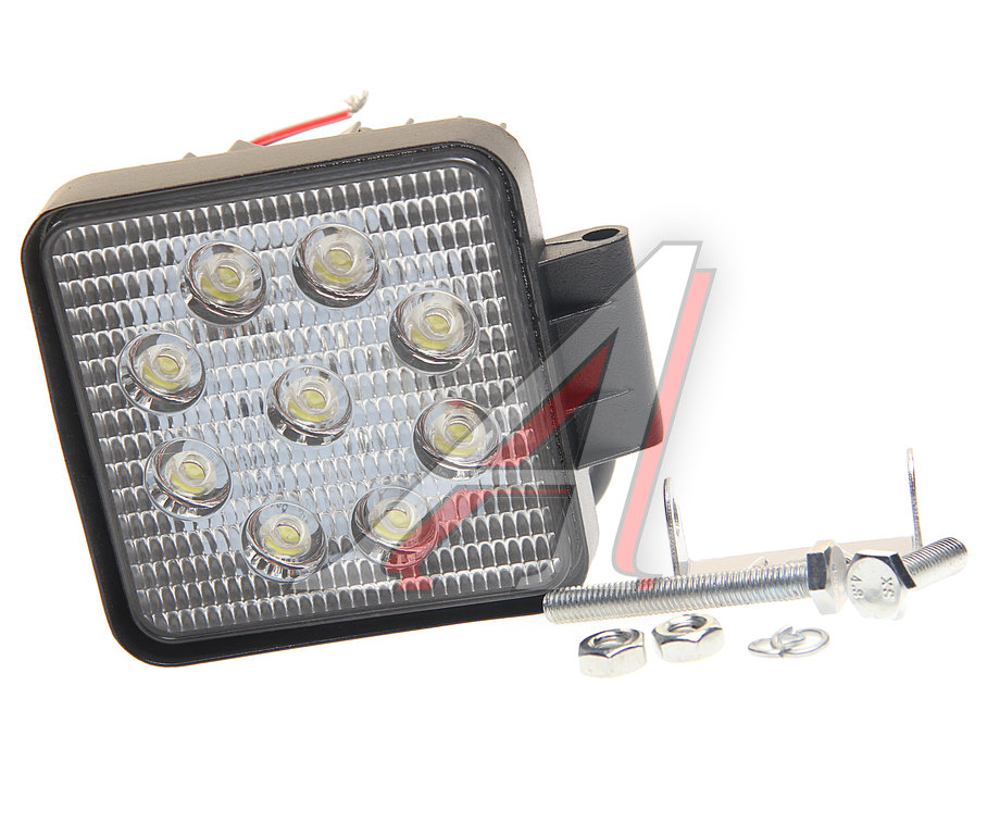 Фара рабочего света квадратная 110х110мм 27Вт (9 LED) рассеянный свет (Flood) 12-24V MEGAPOWER