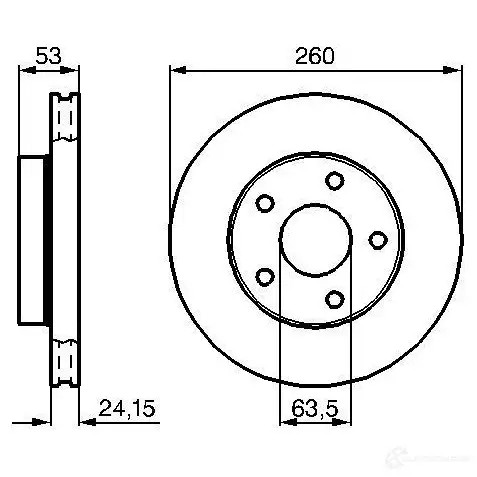 Тормозной диск BOSCH B D155 0986478195 338778 70VS0E