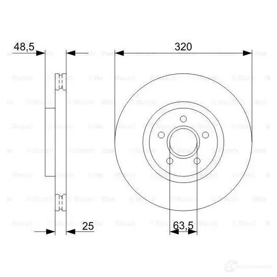 Тормозной диск BOSCH 0FKDFR 339564 B D1172 0986479310