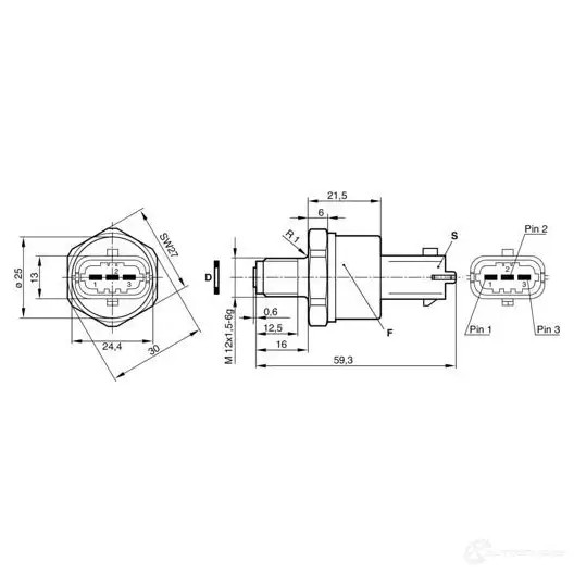 Датчик давления топлива BOSCH 0281002522 C R/RDS3/1500/K 319412 FT2ZH
