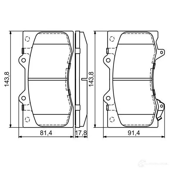 Тормозные колодки, комплект BOSCH 25240 0986494693 BP1688 342567