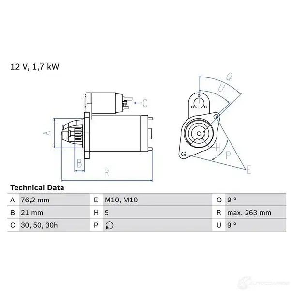 Стартер BOSCH 331281 1 692 0986016920 9MOBZX