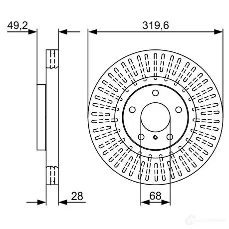 Тормозной диск BOSCH BD2465 0986479v60 340690 E1 90R-02C0349/0238