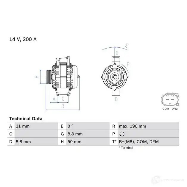 Генератор BOSCH 0986047490 333058 V6C86AQ 4 749