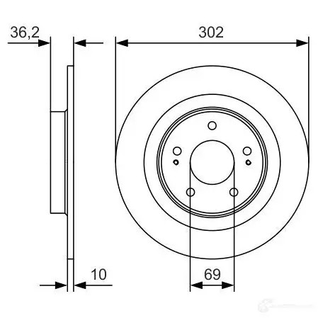 Тормозной диск BOSCH 340231 BD 2005 E1 90 R - 02C0100/0499 0986479b04