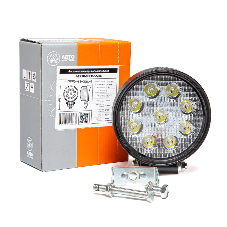 Фара рабочего света круглая 115х142x55мм 27W 9LED (направленный свет) AVTOELECTRICA
