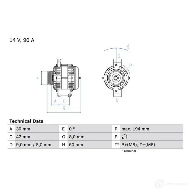 Генератор BOSCH 7XL942 4 518 332890 0986045181