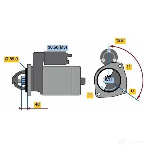 Стартер BOSCH B9LJ43K 331776 2 383 0986023830